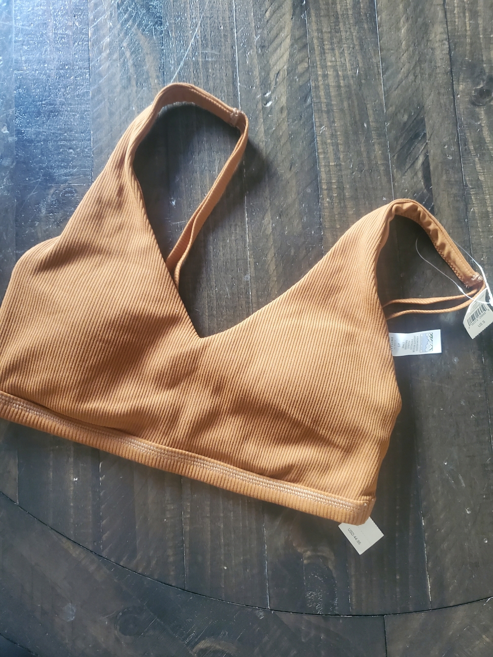 aerie Ribbed Rust Brown Sports Bra